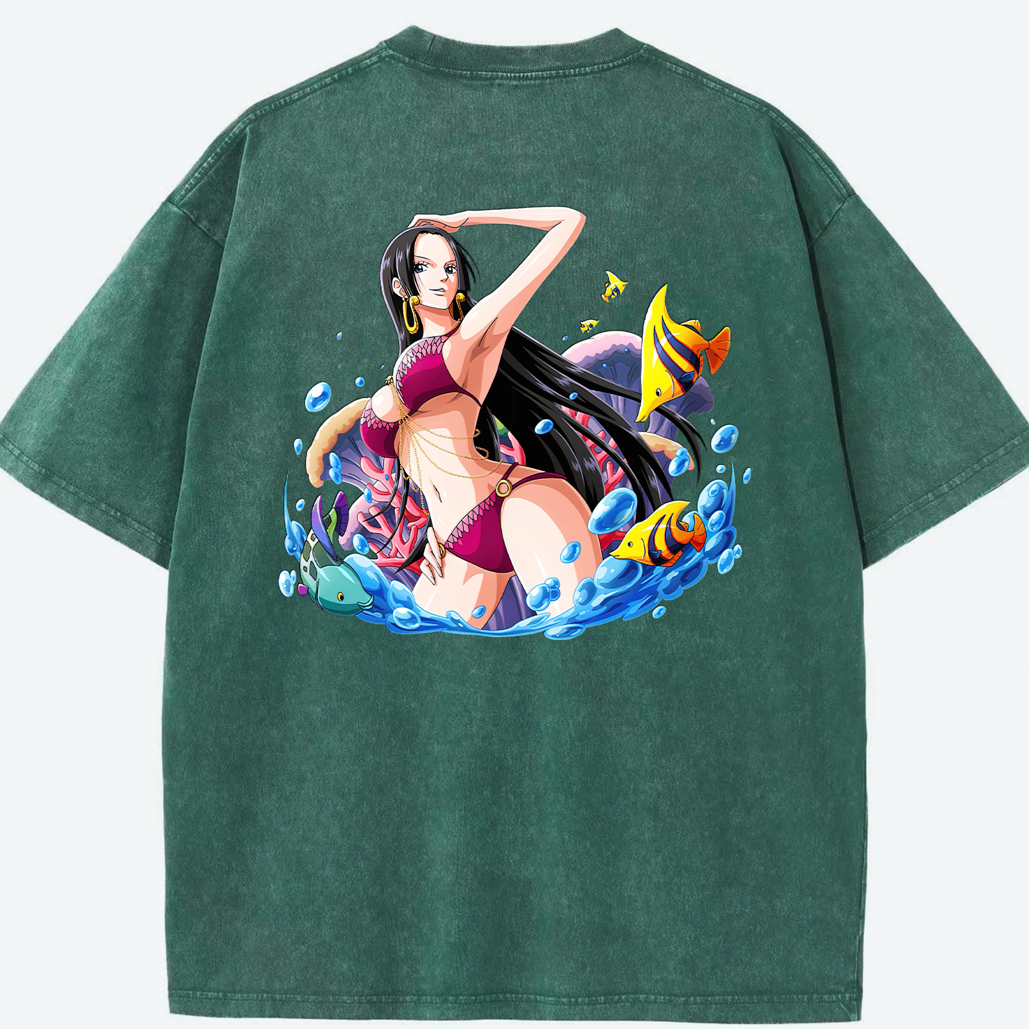ワンピース ボア・ハンコック ONE PIECE Boa·Hancock 綿100% ヴィンテージ風 半袖Tシャツ（背面プリント）